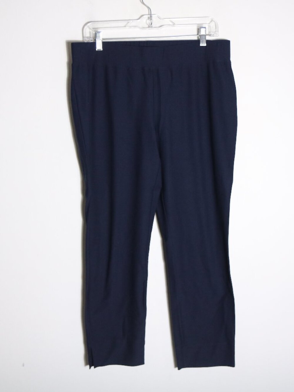 Eileen Fisher Pull On Ankle Crop Pants Womens Medium Navy Blue Stretch Knit - Picture 1 of 5